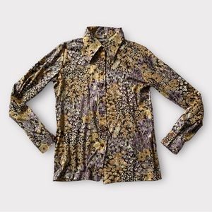 Vintage 70s Floral Button Up Blouse